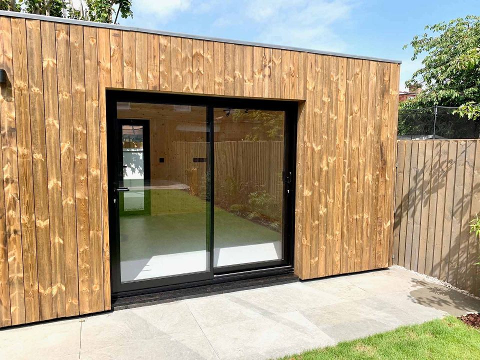 black framed sliding doors