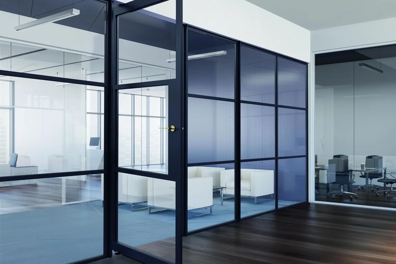 aluminium doors and windows installed in commercial space