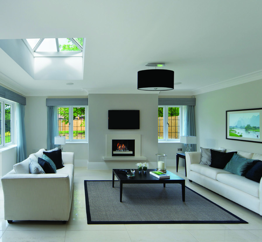 white framed windows installed in living room